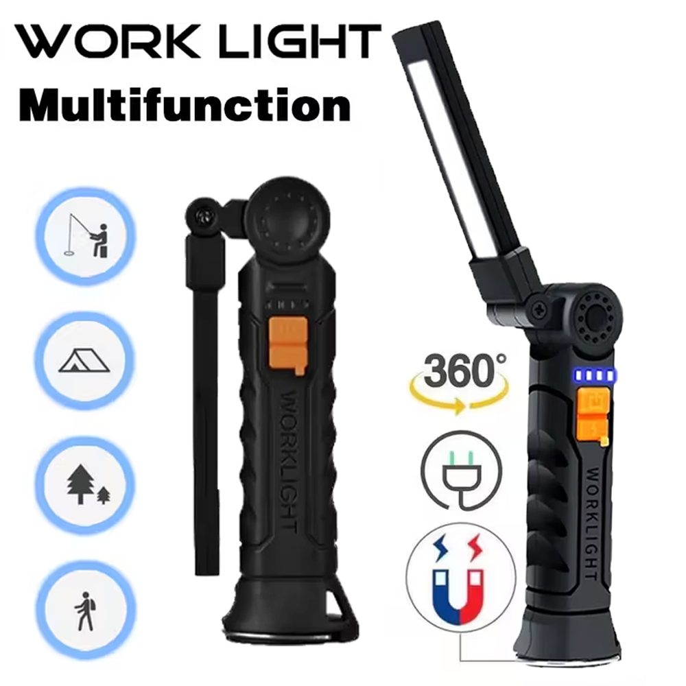 Outdoor Lighting Nearby - Portable COB LED Flashlight USB Rechargeable