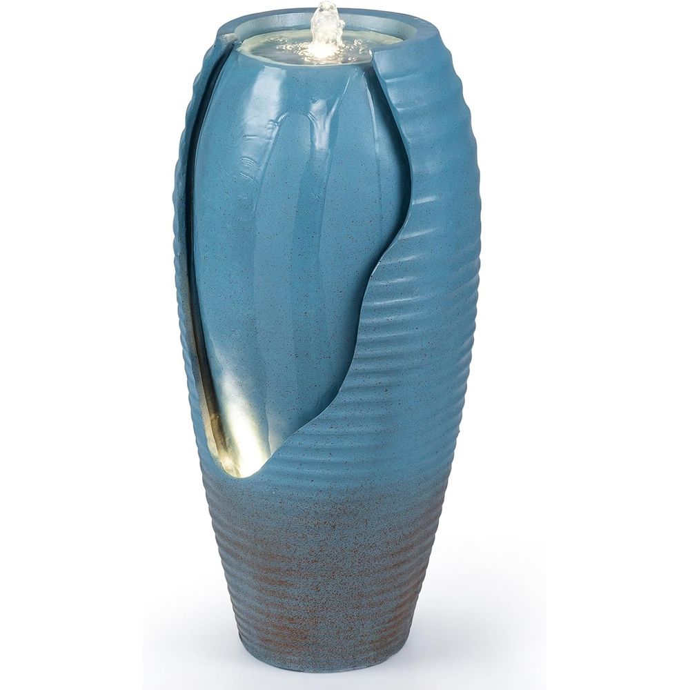 Outdoor Lighting Vintage - Vintage Blue Cracked Jar Outdoor Water