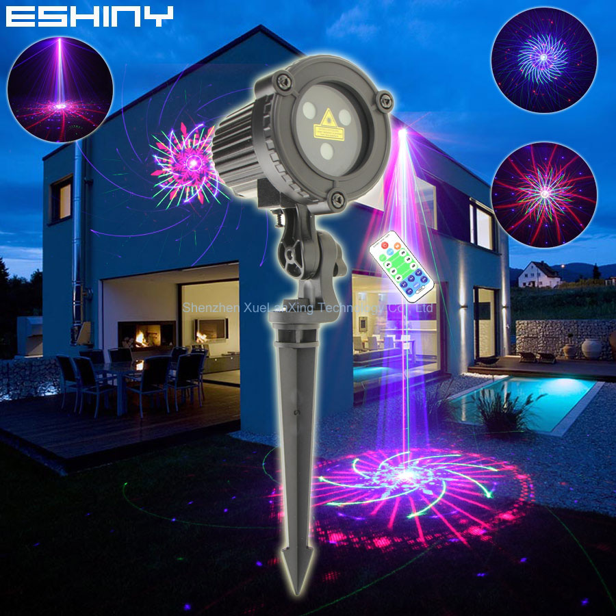 Outdoor Lighting With Outlet - ESHINY RGB Laser Landscape Light Moving