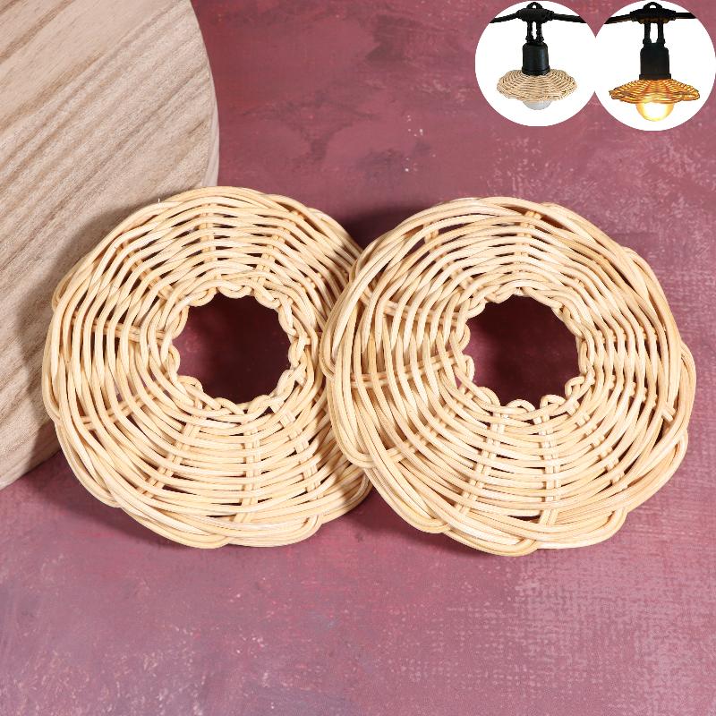 2Pcs Handwoven Rattan Lampshad - đánh giá và giá Outdoor Lighting Vintage