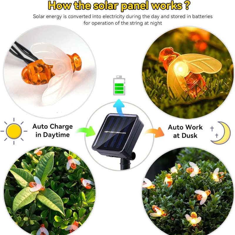 Solar Bee String Light 7m 50 L - đánh giá và giá Outdoor Lighting For Fence